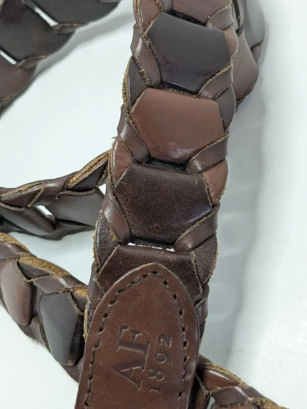 Abercrombie & Fitch Braided Brown Leather Link Belt Mens Size 34 Vintage/Y2K